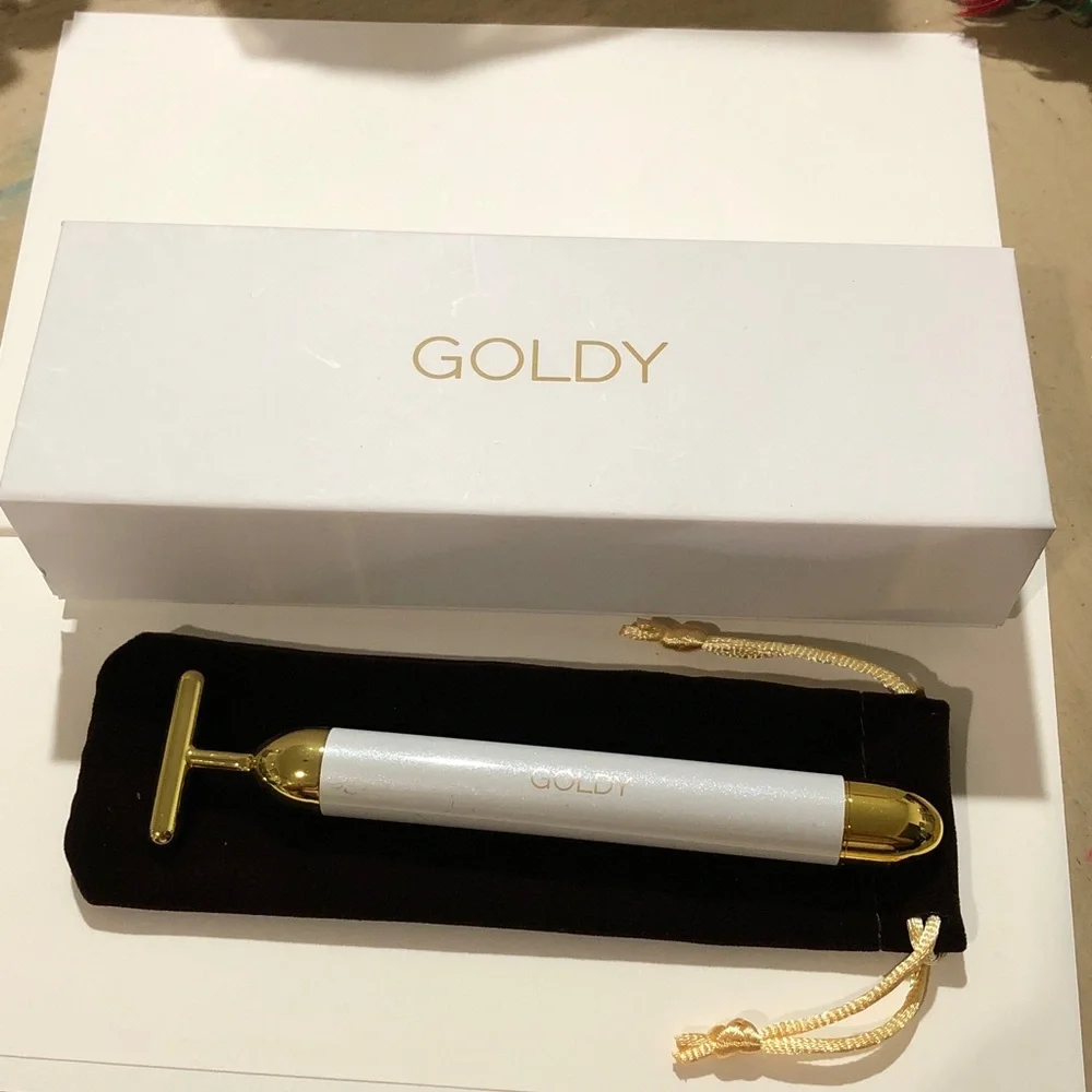 Goldy Facial Roller Massager with Gold Accents
